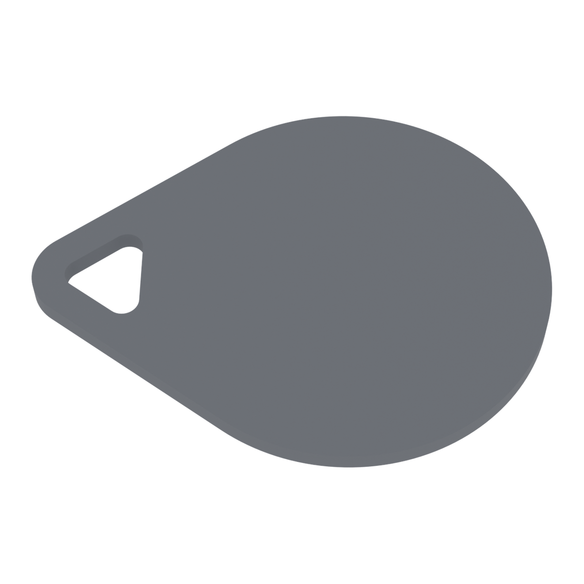 3D render of the Pet Tag: a flat teardrop tag with a keyring hole, no name